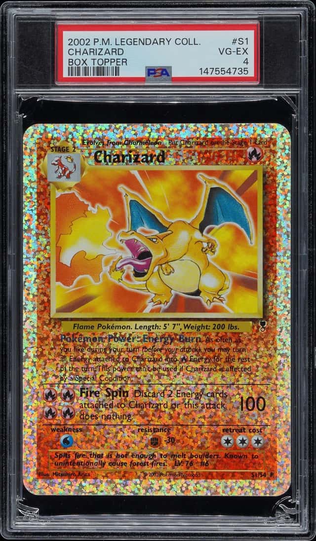 2002 POKEMON LEGENDARY COLLECTION BOX TOPPER PROMO #S1 CHARIZARD PSA 4