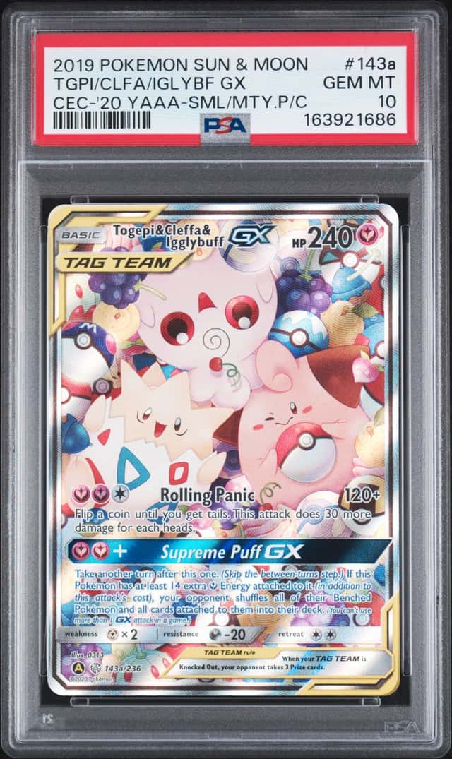 Pokemon 2019 Sun & Moon Togepi & Cleffa & Igglybuff GX 143a/236 PSA 10