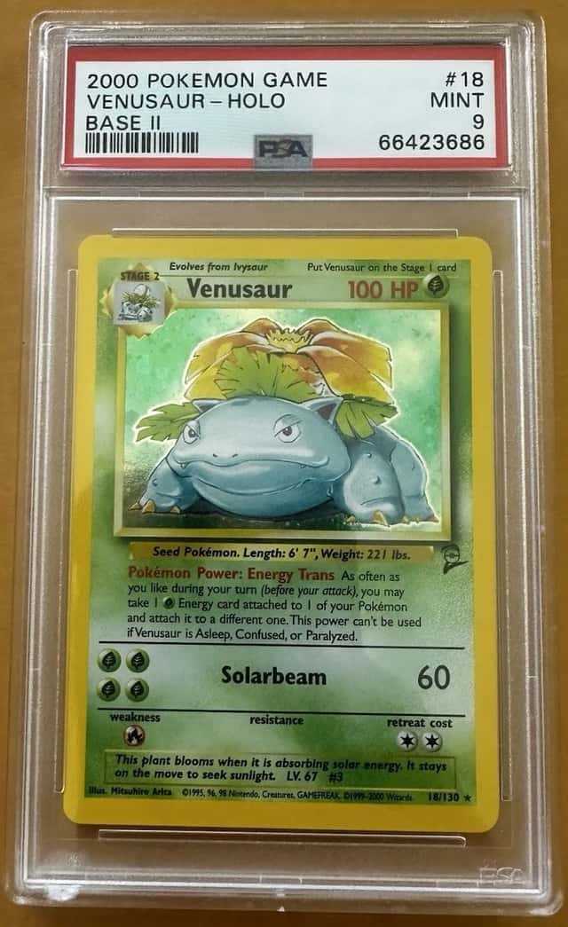 Pokemon TCG 2000 Venusaur Base Set 2 Holo Rare 18/130 PSA 9 WOTC