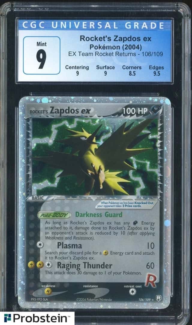 2004 Pokemon Ex Team Rocket Returns #106/109 Rocket's Zapdos Ex Holo CGC 9 MINT