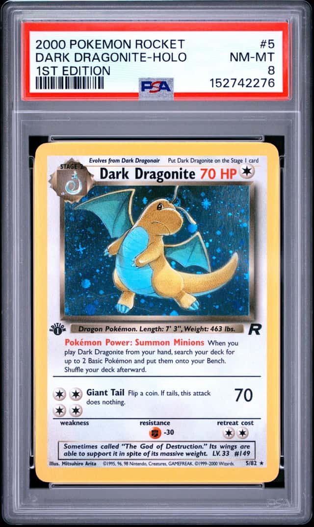 2000 POKEMON ROCKET 1ST EDITION #5 DARK DRAGONITE-HOLO PSA 8