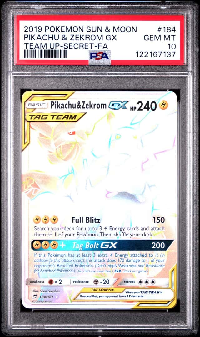 2019 Pokemon Sun & Moon Team Up Pikachu Zekrom GX #184/181 PSA 10 GEM MINT
