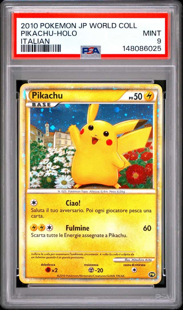 Pokemon PSA 9 Pikachu Holo 2010 World Collection Italian