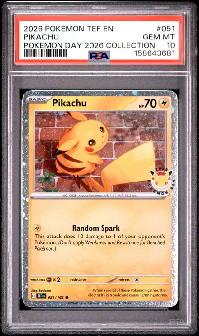 2026 Pokemon Day Pikachu Cosmos Holo #051/162 PSA 10 GEM MINT