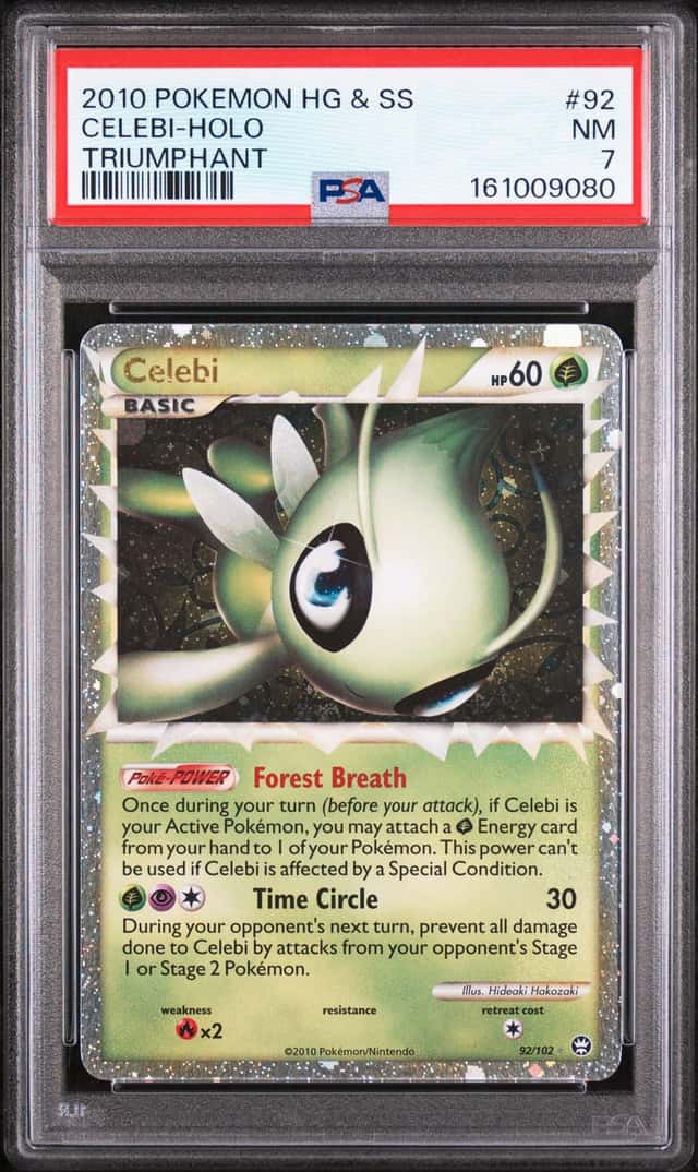 161009080 Celebi 2010 Pokemon HeartGold & SoulSilver Triumphant #92 PSA 7
