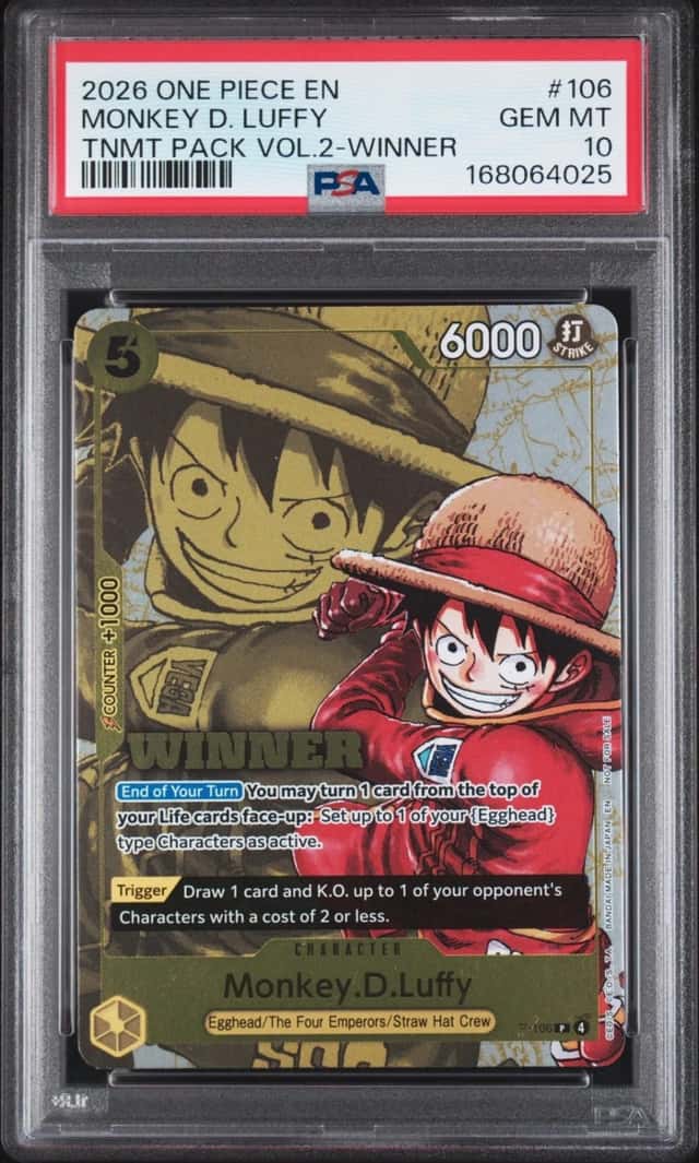 2026 ONE PIECE TOURNAMENT PACK VOL.2 WINNER #106 MONKEY D. LUFFY PSA 10