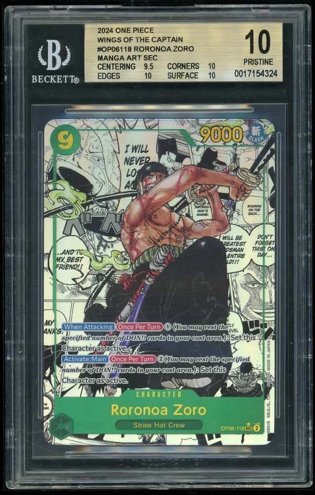 One Piece Roronoa Zoro MANGA ART SEC 2024 Wings of the Captain BGS 10
