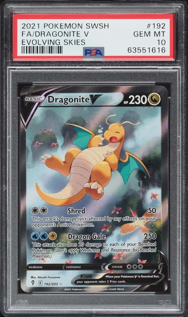2021 Pokemon Sword & Shield Evolving Skies Alt Art Dragonite V #192 PSA 10 GEM MINT