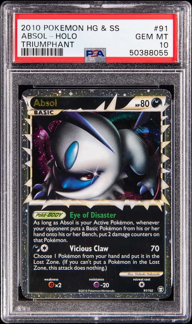 2010 Pokemon Heart Gold & Soul Silver Triumphant Holo #91 Absol - PSA GEM MT 10