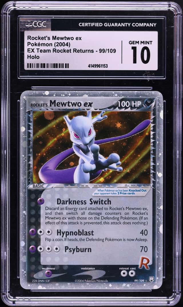 2004 Pokemon EX Team Rocket Returns Holo Rocket's Mewtwo ex #99 CGC 10 GEM MINT