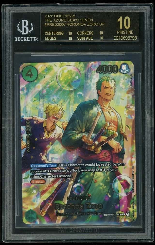 One Piece Roronoa Zoro 2026 The Azure Sea's Seven SP BGS Black Label 10 *Crack