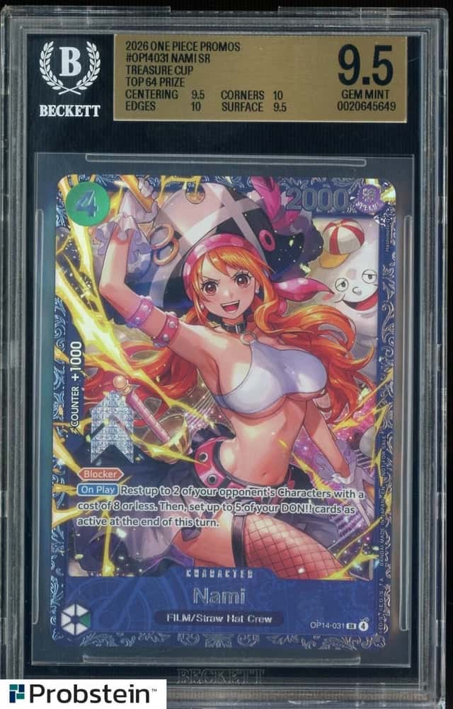 2026 One Piece Promos OP14031 Nami SR Treasure Cup Top 64 Prize BGS 9.5