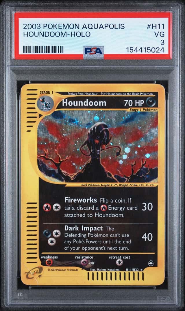 154415024 Houndoom 2003 Pokemon Aquapolis #H11 Holo PSA 3