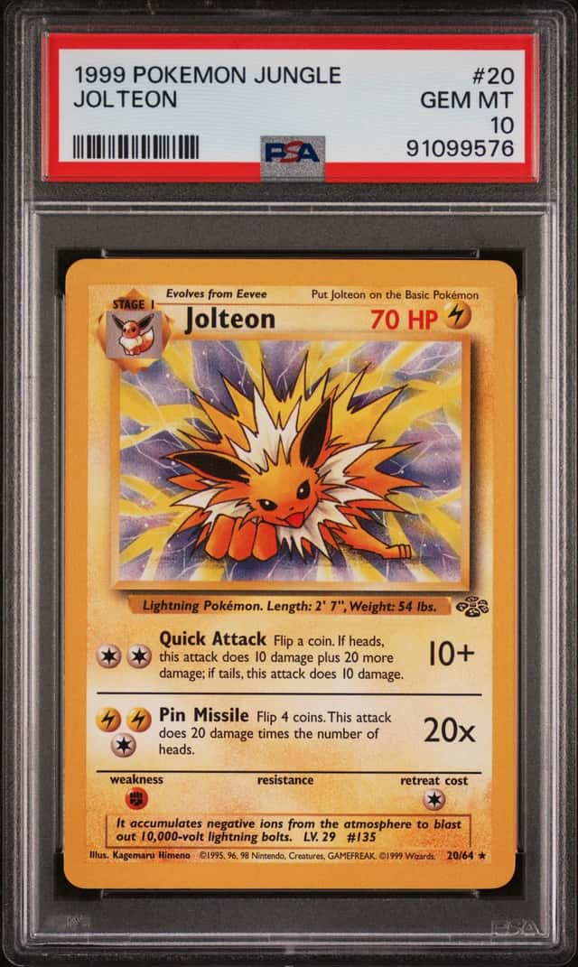 1999 POKEMON JUNGLE #20 JOLTEON PSA 10
