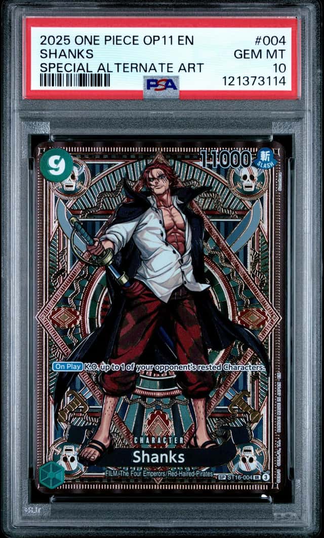 SHANKS 2025 ONE PIECE OP11 ST16-004 SP ALTERNATE ART PSA 10 Q1404