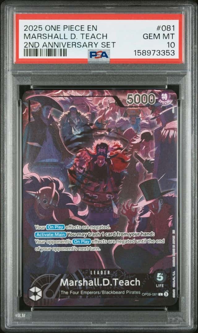2025 ONE PIECE ENGLISH VERSION 2ND ANNIVERSARY SET #081 MARSHALL D. TEACH PSA 10