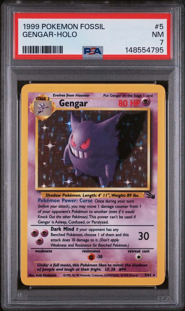 Gengar 5/62 Fossil Holo Rare 1999 Pokémon TCG English PSA 7