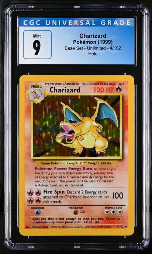 1999 POKEMON BASE SET UNLIMITED CHARIZARD CGC 9
