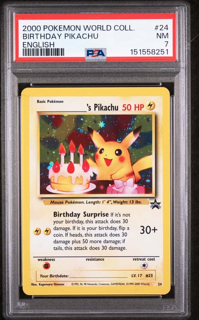 2000 POKEMON PIKACHU WORLD COLLECTION ENGLISH #24 BIRTHDAY PIKACHU PSA 7