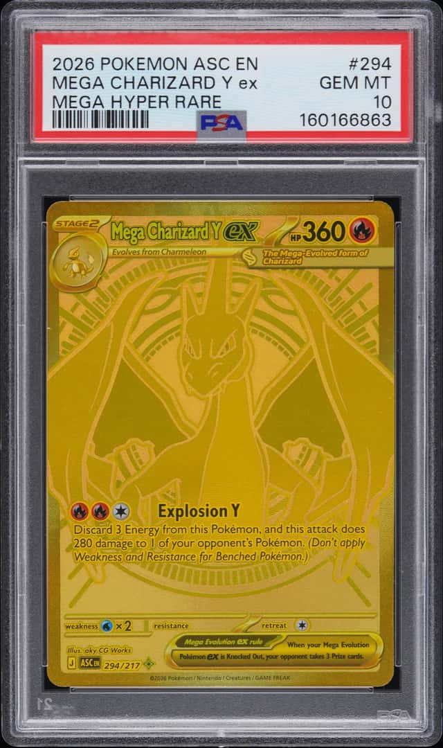 2026 POKEMON ASCENDED HEROES #294/217 MEGA CHARIZARD Y EX MEGA HYPER RARE PSA 10