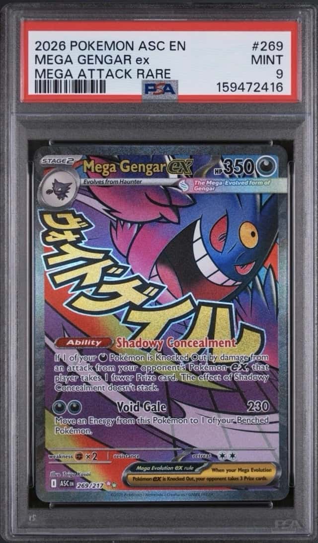 Pokemon TCG Me: Ascended Heroes Mega Gengar ex 269/217 Mega Attack Rare EN PSA 9