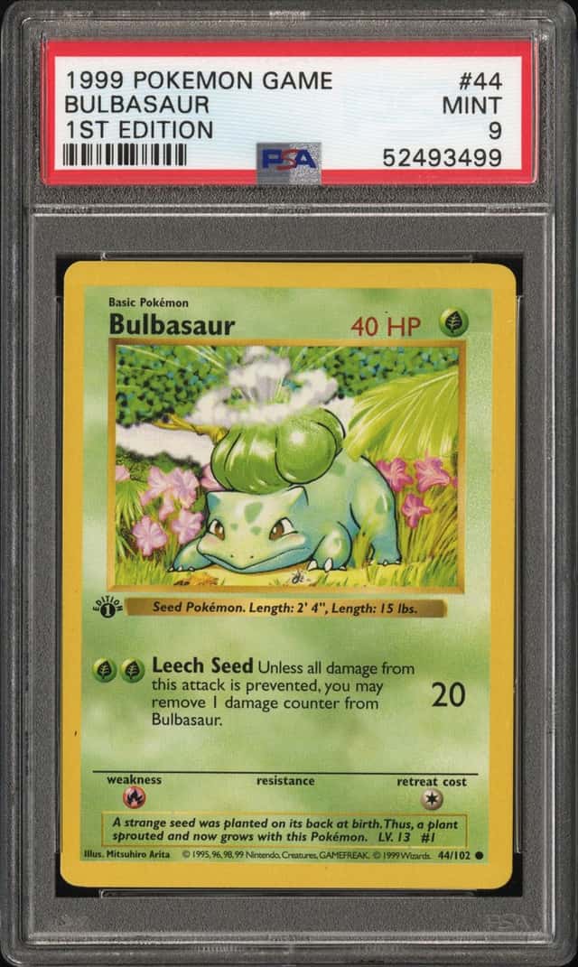 1999 Pokemon 1st Edition Bulbasaur Shadowless #44/102 PSA 9