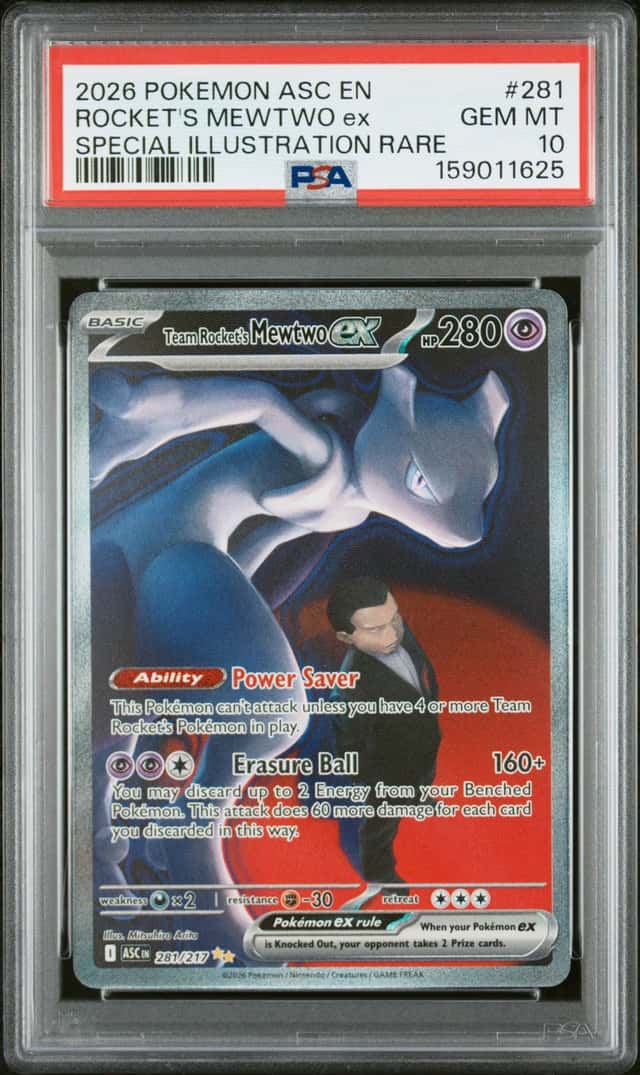 2026 Pokemon Team Rocket's Mewtwo ex Illustration Rare 281/217 PSA 10 (25)
