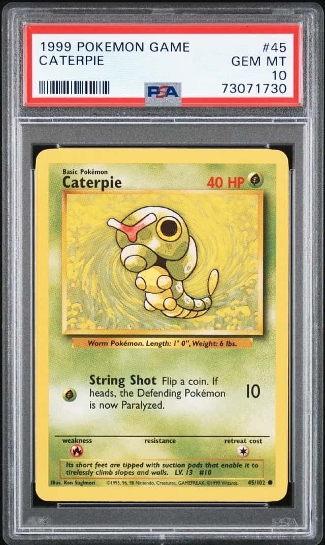 PSA 10 GEM MINT 1999 POKEMON BASE SET CATERPIE 45/102🔥🔥