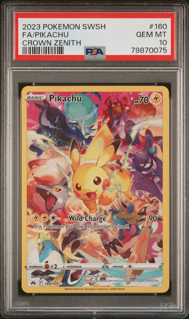 Pokemon TCG Pikachu 160/159 Crown Zenith Holo Full Art Secret PSA 10 EN 2023