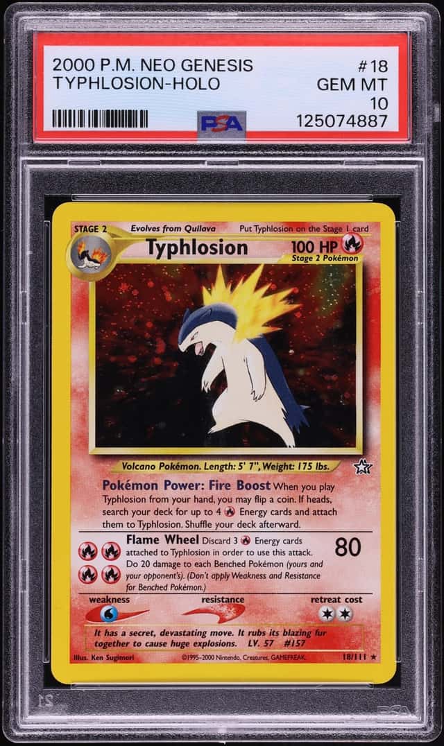 2000 Pokemon Neo Genesis Holo Typhlosion #18 PSA 10 GEM MINT