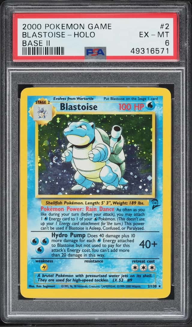 2000 Pokemon Base Set 2 Holo Blastoise #2 PSA 6 EXMT