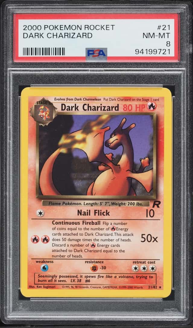 2000 Pokemon Team Rocket Dark Charizard #21 PSA 8 NM-MT