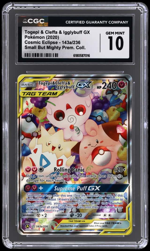 2020 Pokemon Sun and Moon Cosmic Eclipse Yellow A Alternate Art Small But Mighty Premium Collection Cleffa/Igglybuff Gx/Togepi #143a