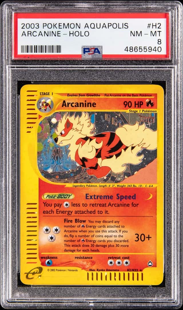 2003 Pokemon Aquapolis Holo #H2 Arcanine - PSA NM-MT 8