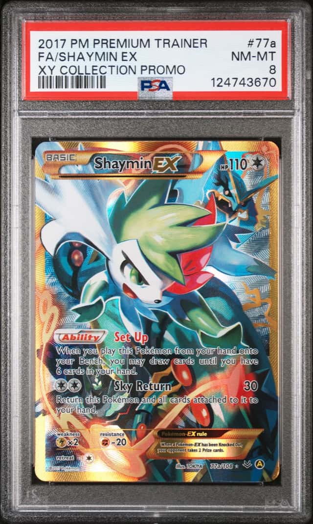 POKEMON SHAYMIN EX 2017 PREMIUM TRAINER XY COLLECTION PROMO #77a FA PSA 8
