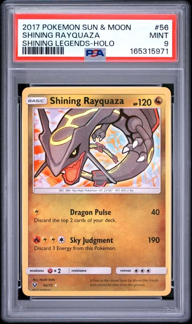 2017 POKEMON SUN & MOON SHINING LEGENDS #56 SHINING RAYQUAZA-HOLO PSA 9