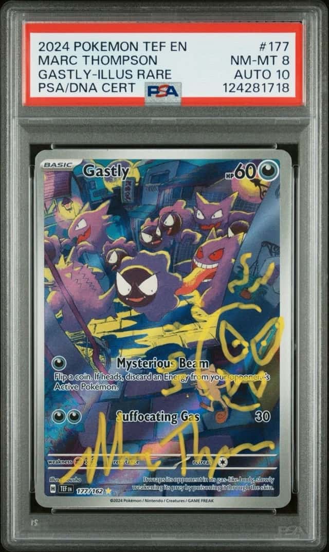 POP 1 POKEMON TEMPORAL Illustration 177 GASTLY  AUTO 10 PSA 8 Mark Thompson
