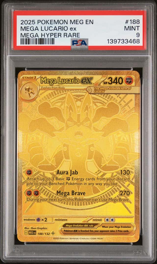 2025 POKEMON MEG EN-MEGA EVOLUTION MEGA HYPER RARE #188 MEGA LUCARIO EX PSA 9