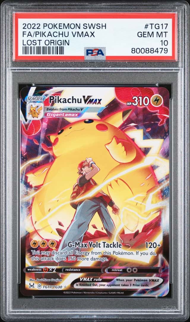 2022 Pokemon SWSH Lost Origin Pikachu VMAX Trainer Gallery #TG17/TG30 PSA 10