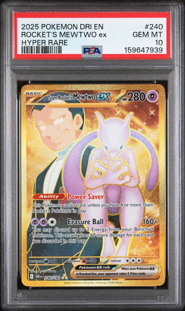 PSA 10 Team Rocket’s Mewtwo ex #240 DRI GEM MINT Hyper Rare Pokémon Card
