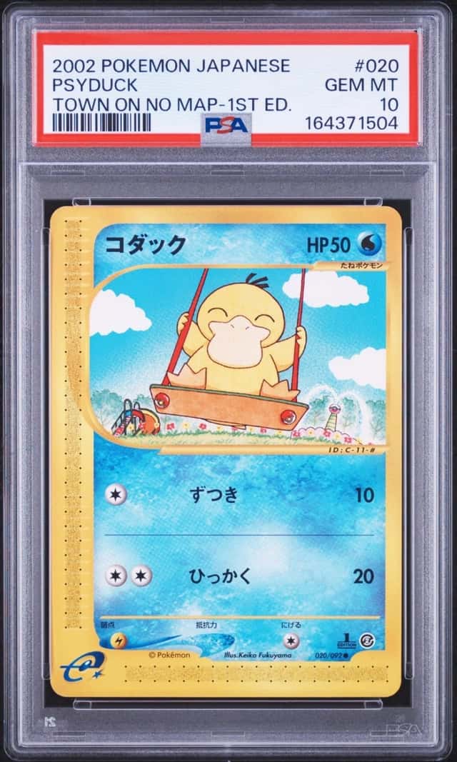 2002 POKEMON JAPANESE THE TOWN ON NO MAP 1ST EDITION #020 PSYDUCK PSA 10