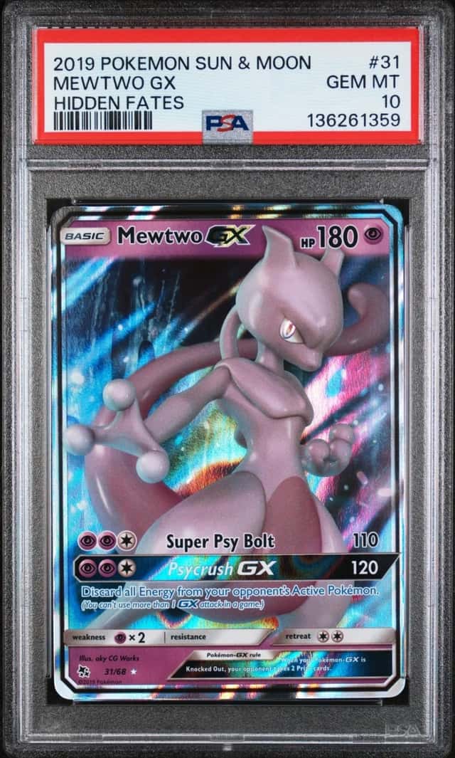 2019 POKEMON SUN & MOON HIDDEN FATES #31 MEWTWO GX PSA 10