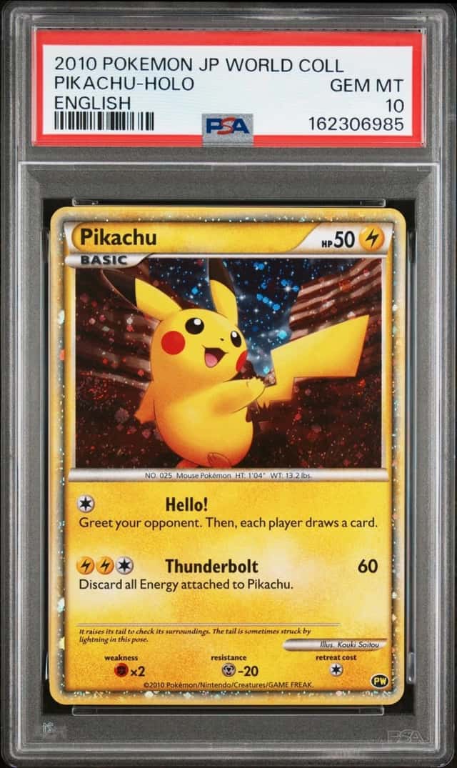 2010 POKEMON JAPANESE WORLD COLLECTION ENGLISH PIKACHU-HOLO PSA 10