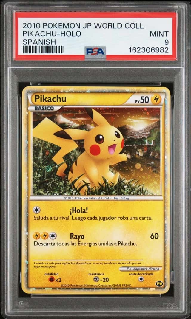 2010 POKEMON JAPANESE WORLD COLLECTION SPANISH PIKACHU-HOLO PSA 9