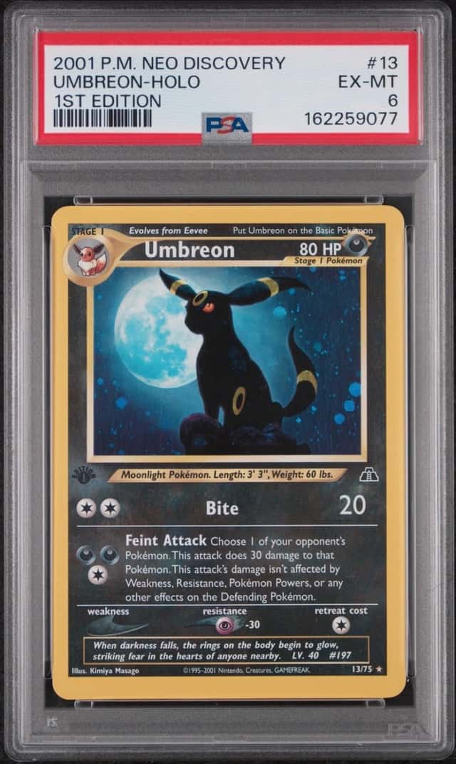 2001 POKEMON NEO DISCOVERY 1ST EDITION #13 UMBREON-HOLO PSA 6