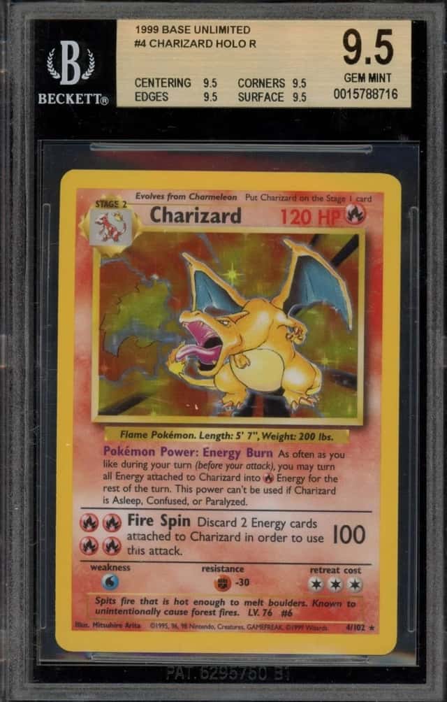 Pokemon Charizard Holo Base Set Unlimited 4 BGS 9.5