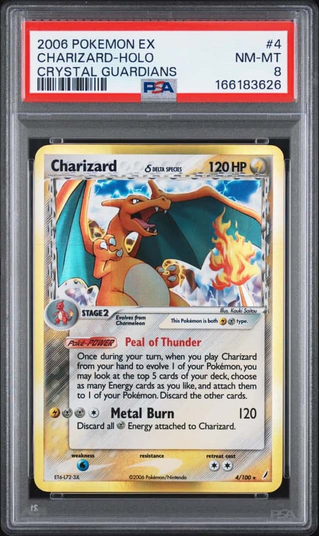 Pokemon Charizard Holo EX Crystal Guardians 4/100 PSA 8