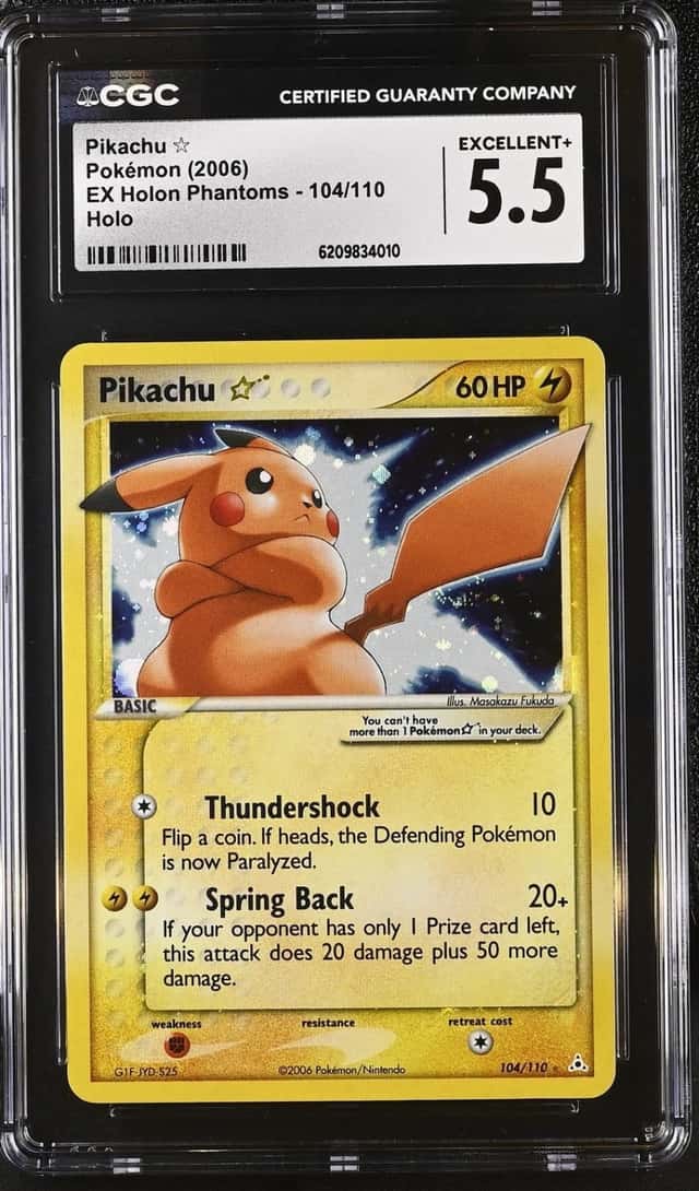 Pokemon Pikachu Gold Star EX Holon Phantoms 104/110 Holo CGC 5.5