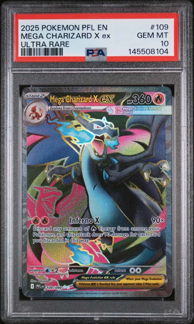 2025 Pokemon PFL EN Mega Charizard X ex #109 Ultra Rare PSA 10