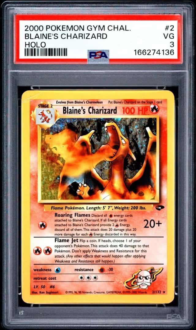 2000 POKEMON GYM CHALLENGE #2 BLAINE'S CHARIZARD HOLO PSA 3